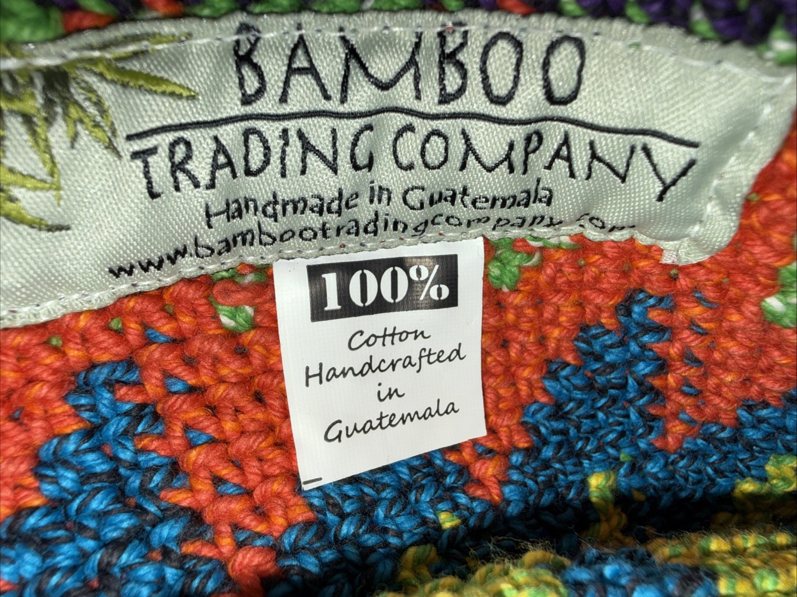 Bamboo Trading Co Cotton Boho Crossbody Bucket Bag Purse Geometric Guatemala