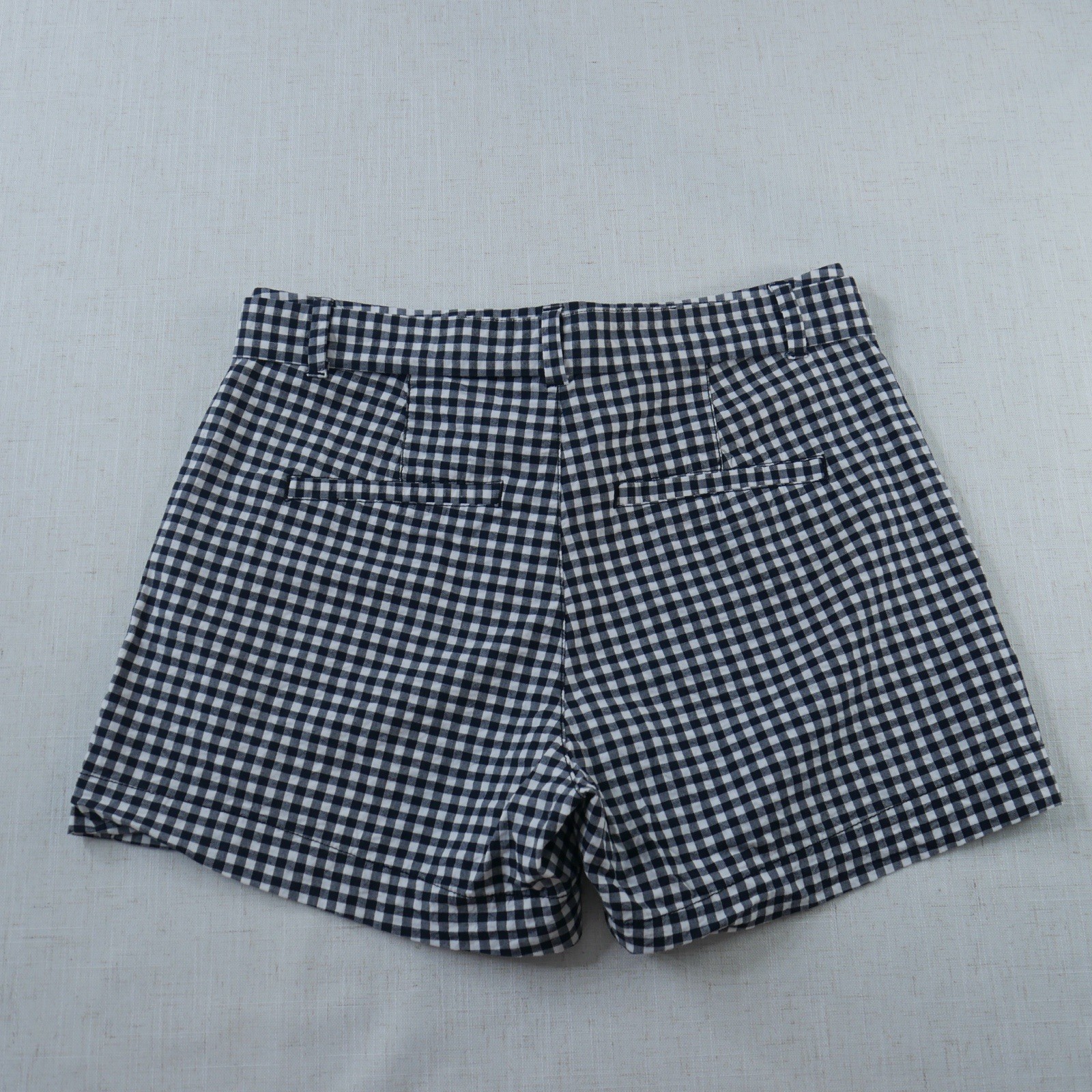 Preppy Old Navy Womens Sz 2 Tie Front Gingham Black White Mid Rise Chino Short