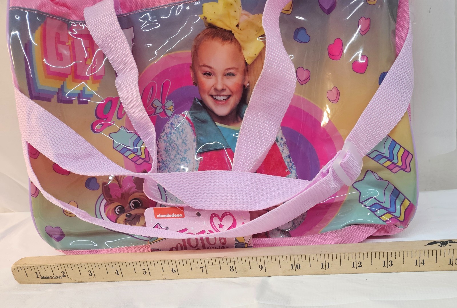 Jojo Siwa Polyester Duffle Bag w Printed PVC Side Panels & Shoulder Strap