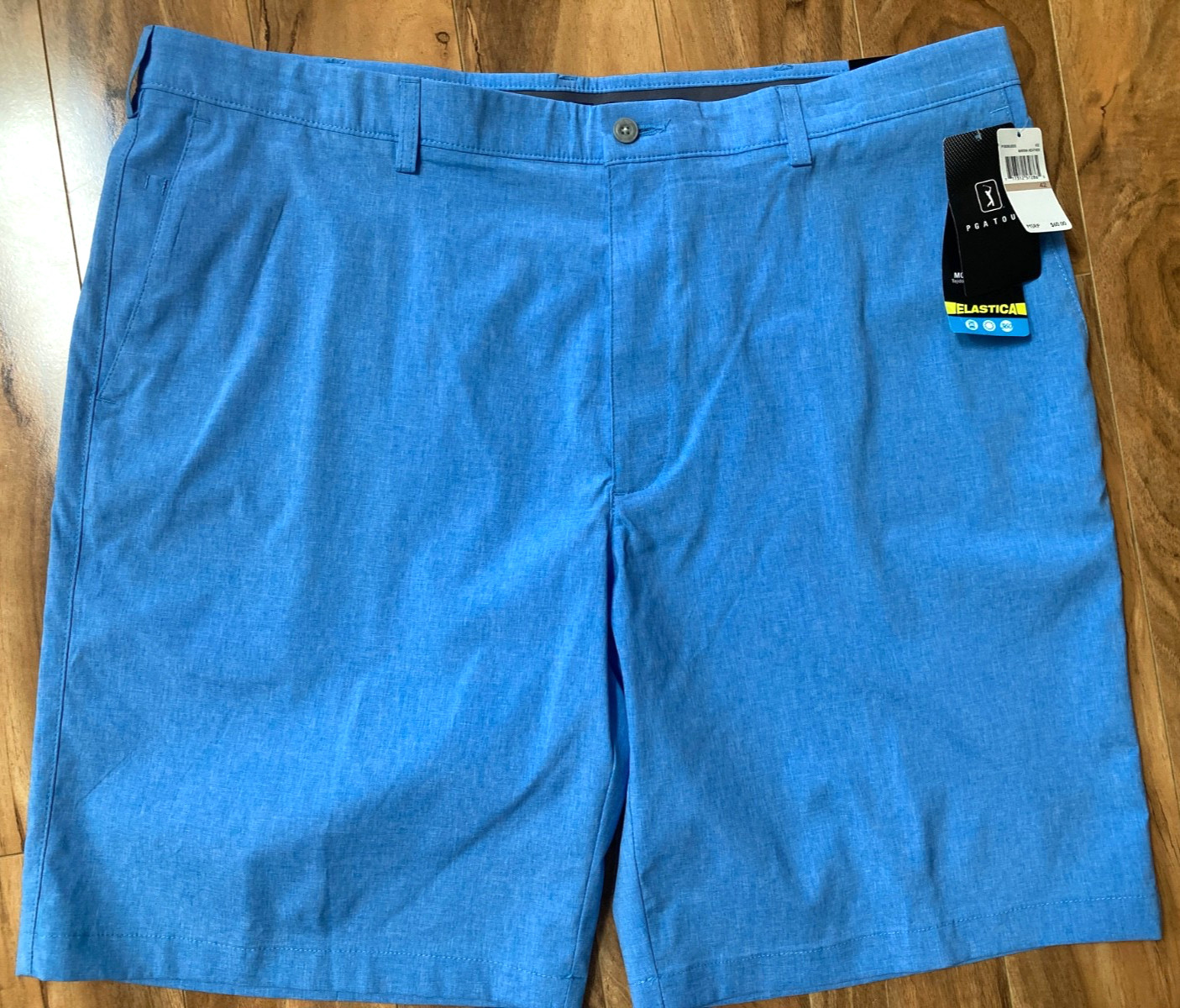 NEW $60 TAG PGA Tour Mens Blue Nylon Poly Stretch Golf Short 50 SunFlux Sz 42