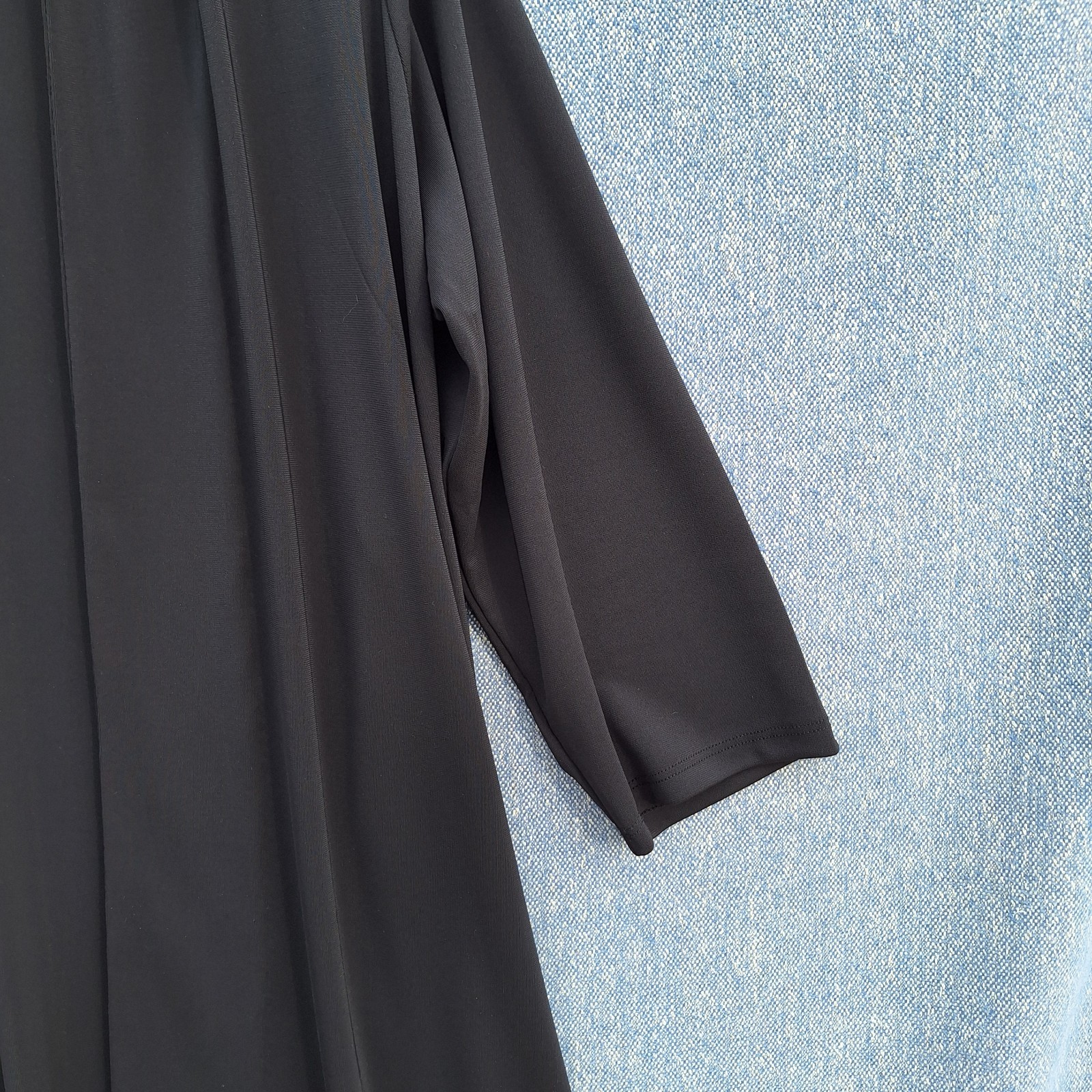 Talbots Cardigan Womens Plus 1X Long Black Open 3/4 Sleeve Duster Wrinkle Free