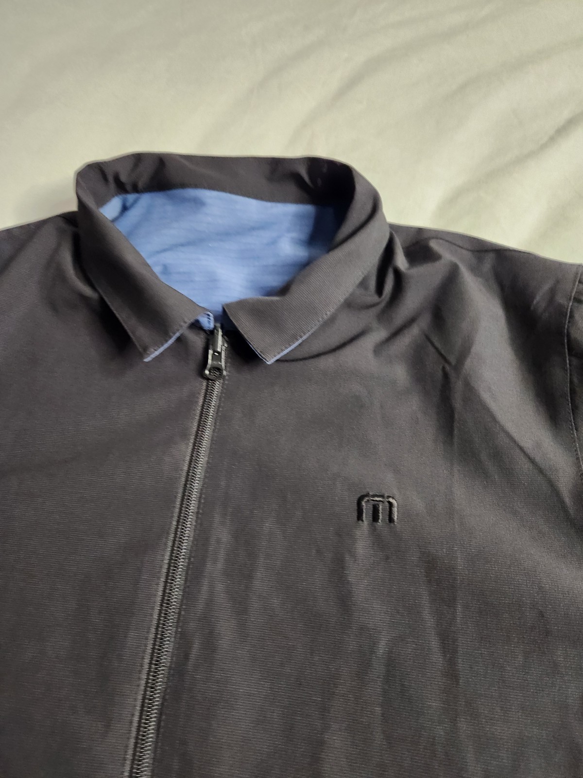 Travis Mathew Surfside Reversible Jacket Mens Sz Medium Blue Black Full Zip NEW