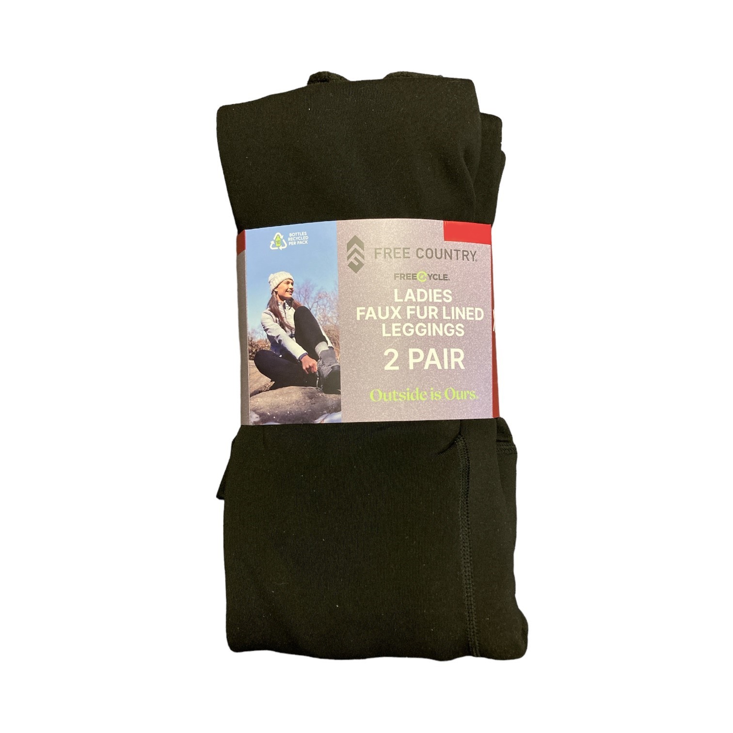 Free Country Women’s 2 Pack Faux Fur Lined Comfort Stretch Waistband Leggings
