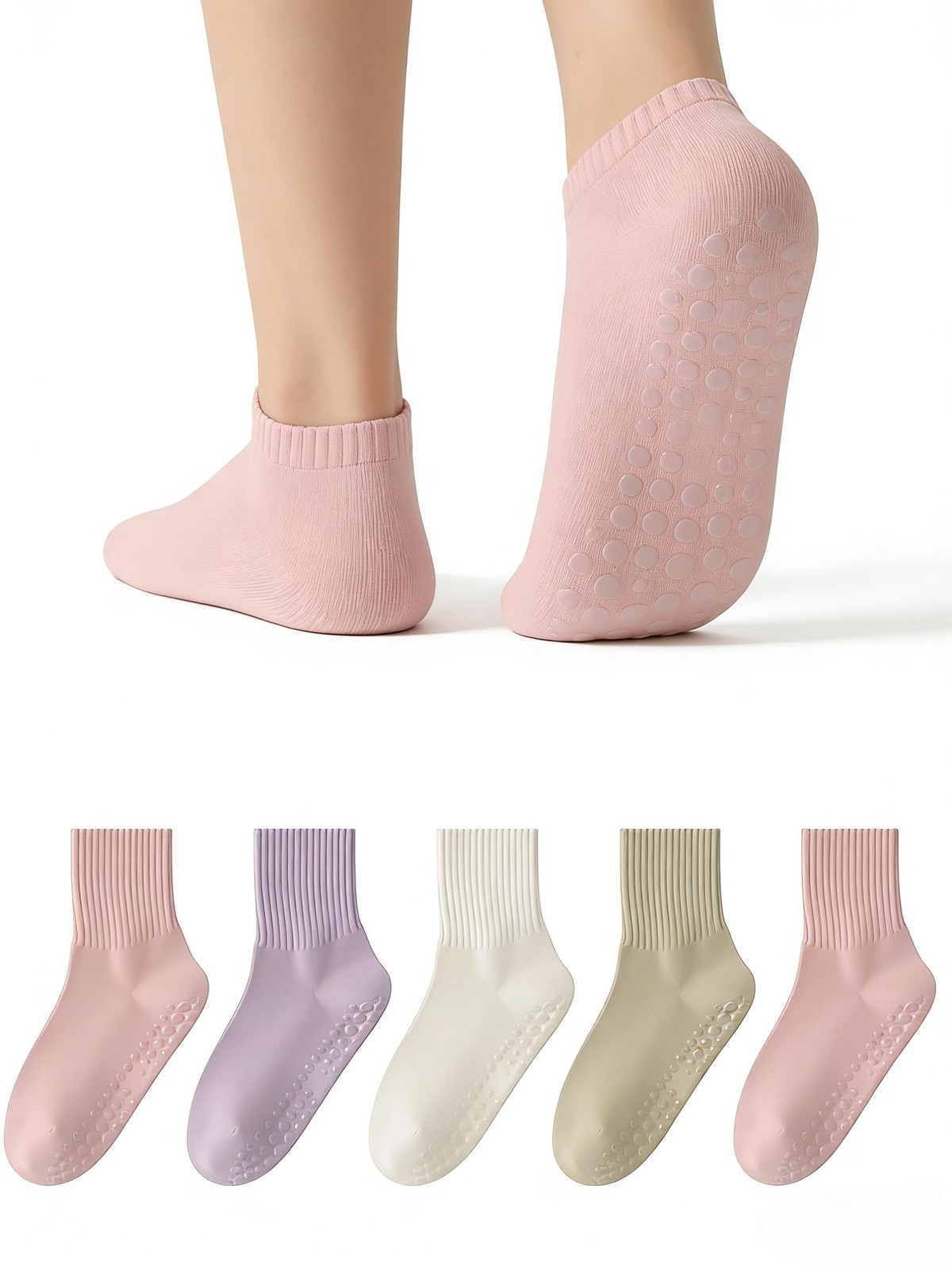 Girls Non Slip No-Show Socks, 5-Pack, Small Size 20-22.5cm (Shoe Size 4-6), A…
