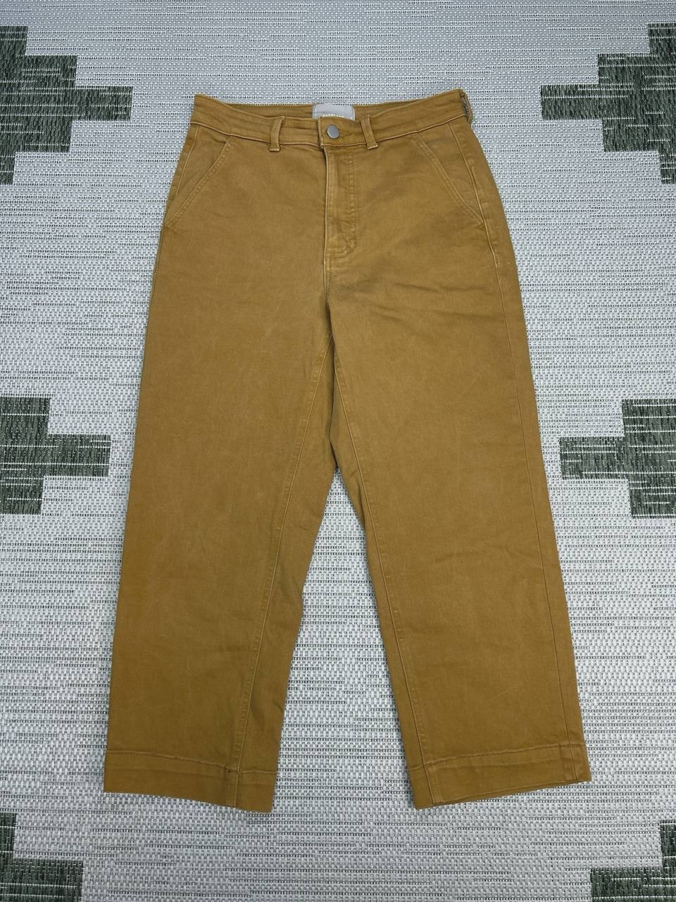 Everlane The Straight Leg Cropped Pants Women 8 Brown Cotton Stretch High Rise