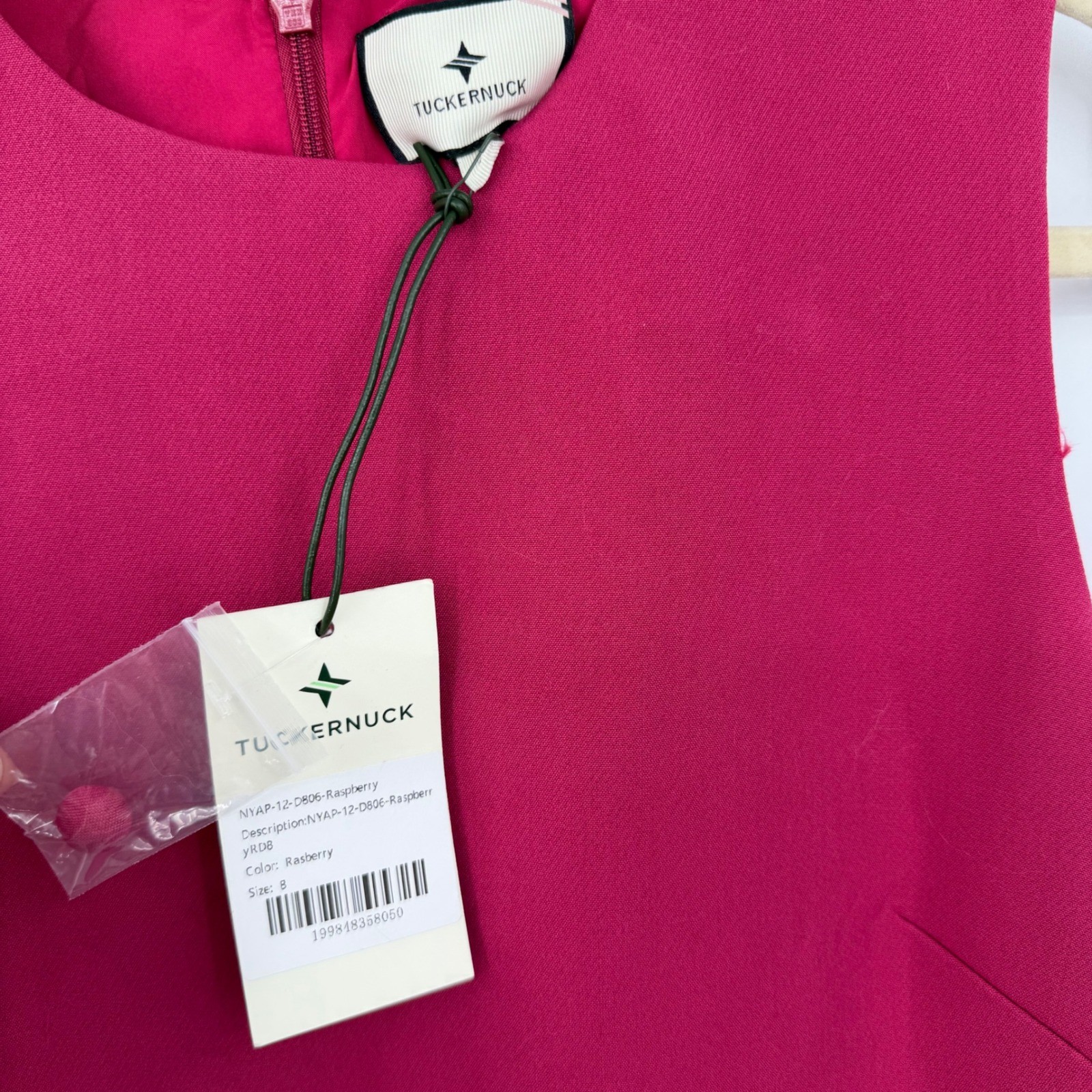 Tuckernuck Raspberry Crepe Button Camille Maxi Dress Sz 8 Sleeveless Column Gown