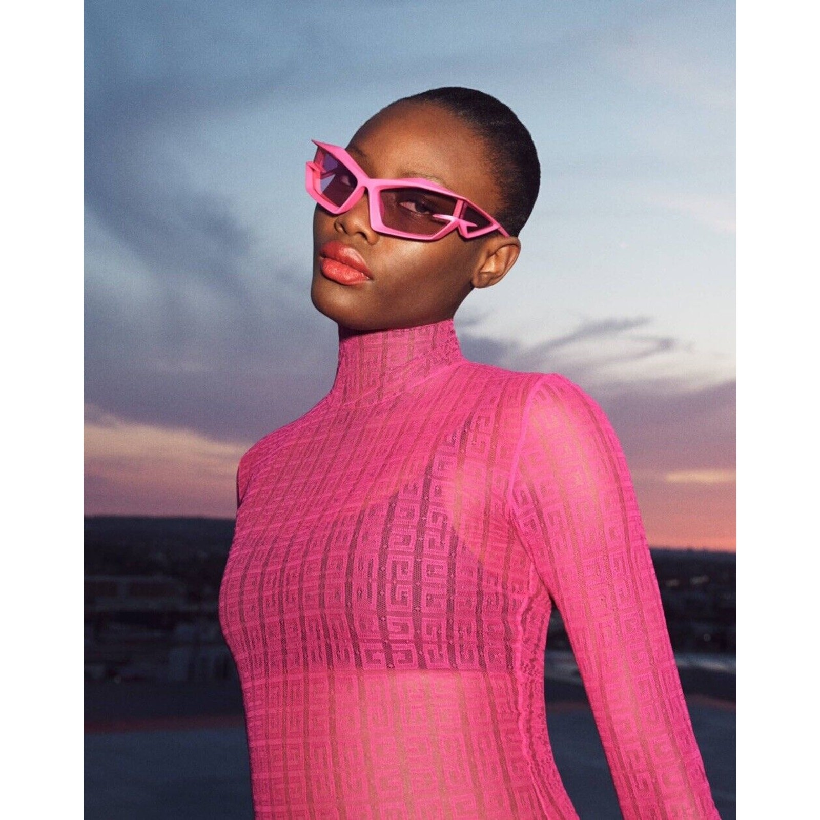 Givenchy Giv Cut GV40049I 73Y Wrap Sunglasses Matte Pink Violet Mirror Authentic