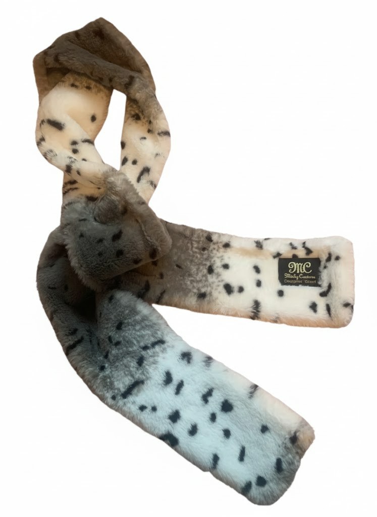 NEW Minky Couture Designer Luxury Scarf Animal Print Snow Leopard Dalmatian