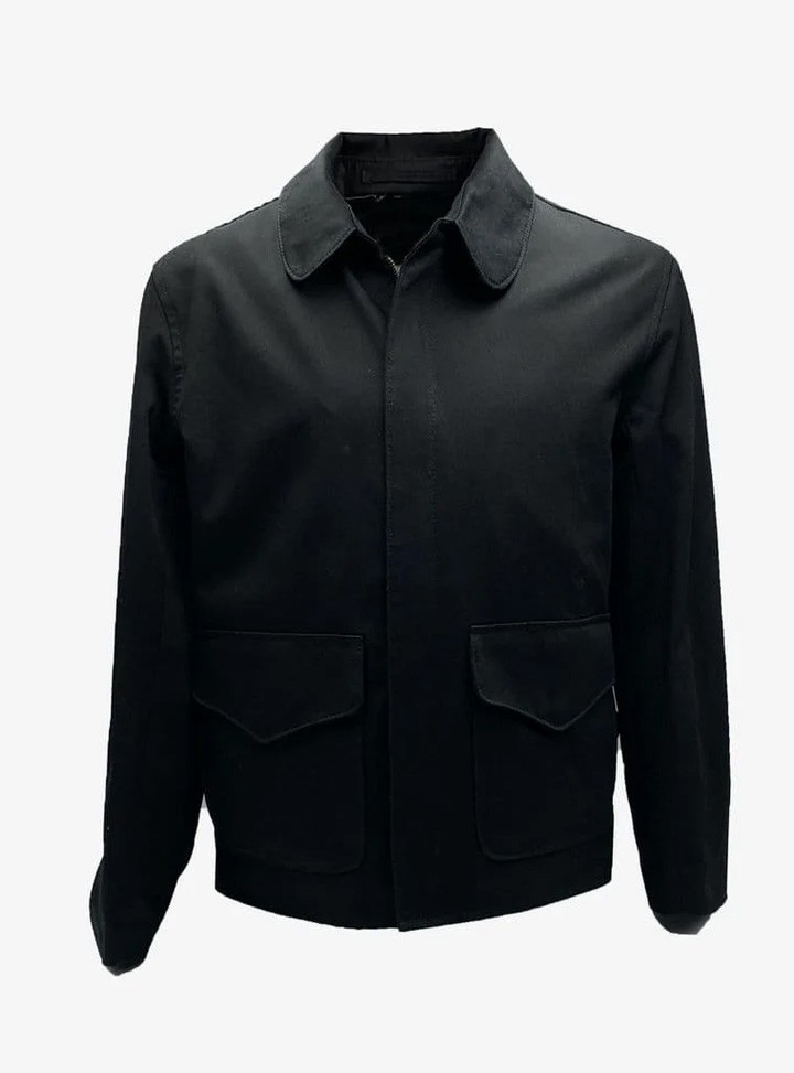 Men’s Black Chore Jacket Utility Workwear Coat Collared Flap Pocket Casual