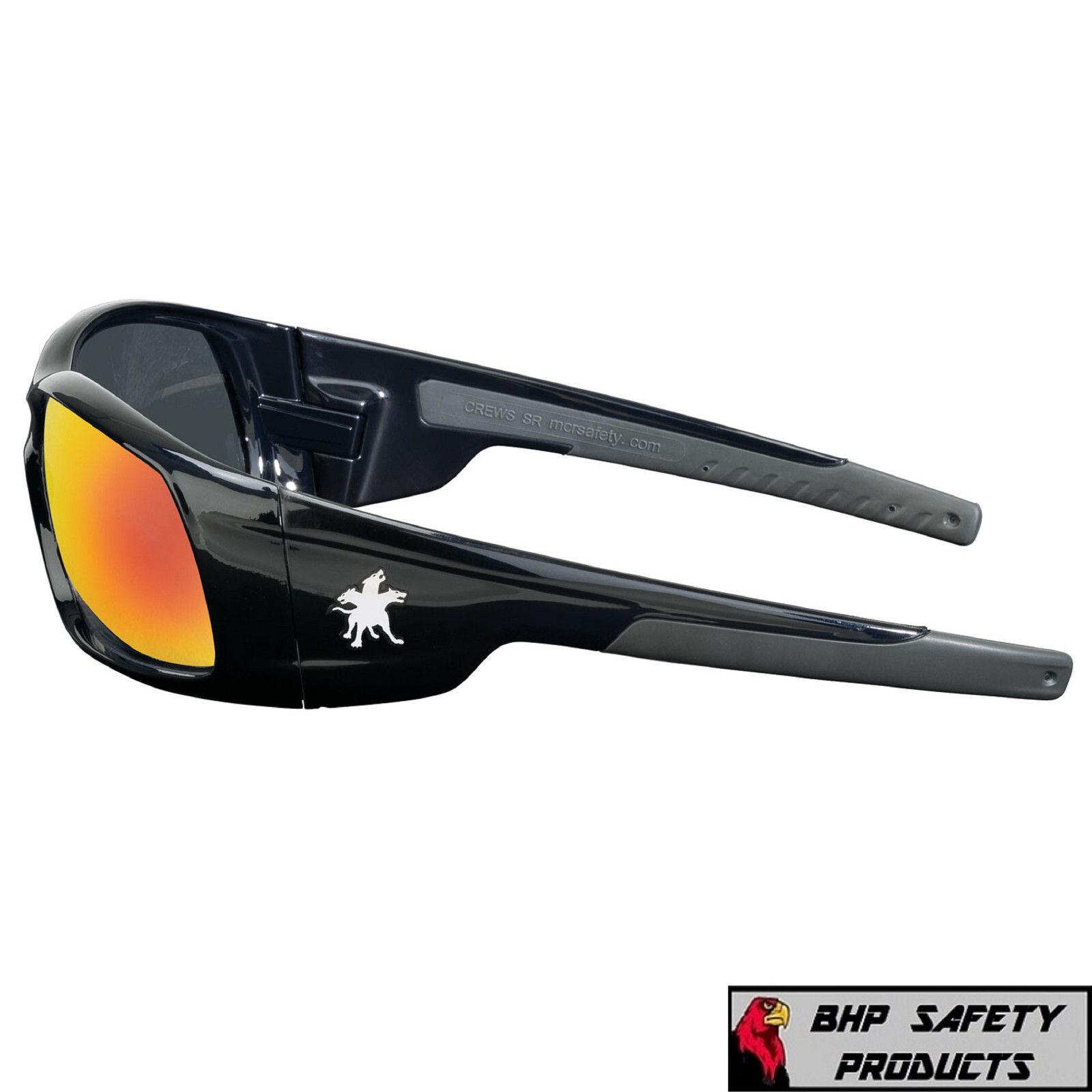 Crews SR11R MCR Swagger Safety Glasses Black Frame Fire Mirror Lens (1 Pair)