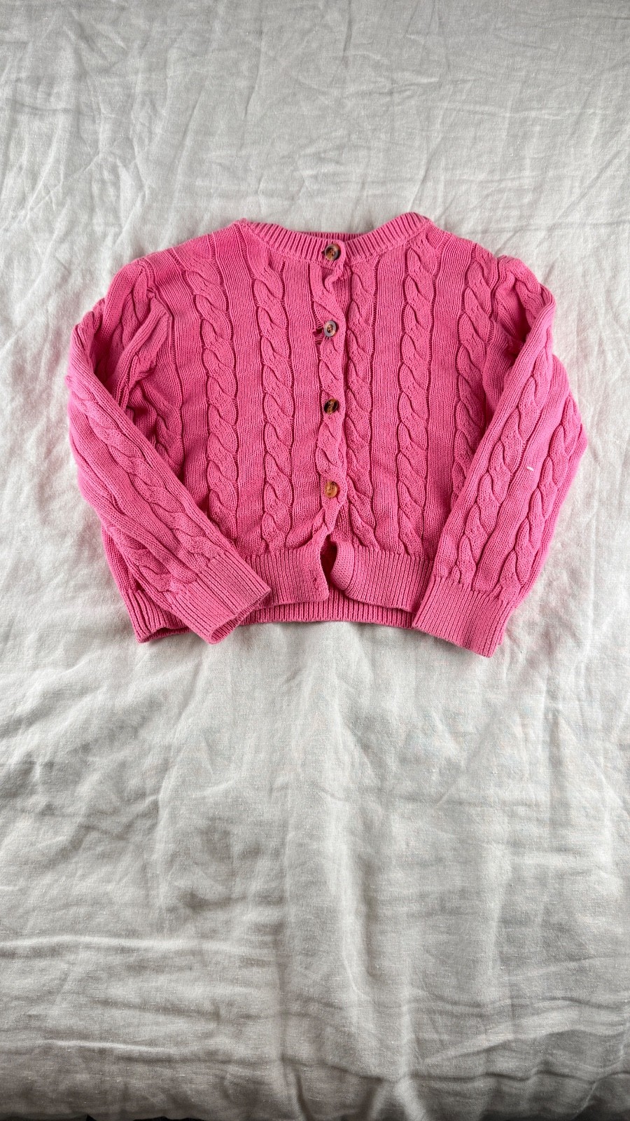 Smiling Pinker Girls Cable Knit Cardigan Size 130 (7-8Y) Pink Cotton