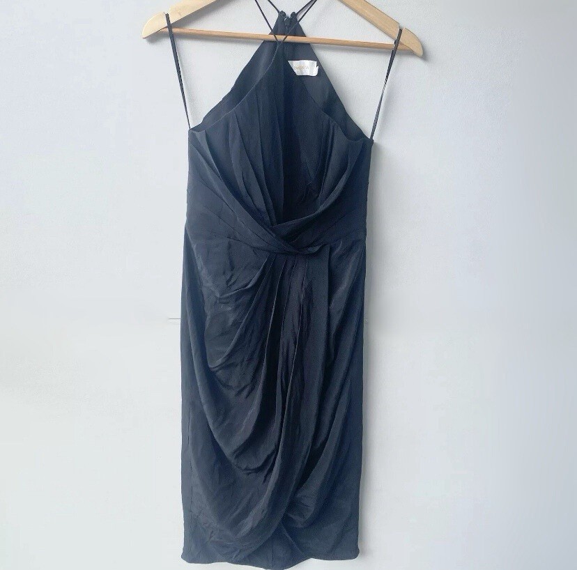 Zimmermann Dress Size 10 (1) 100% Silk Halterneck Black Evening Cocktail A-Line