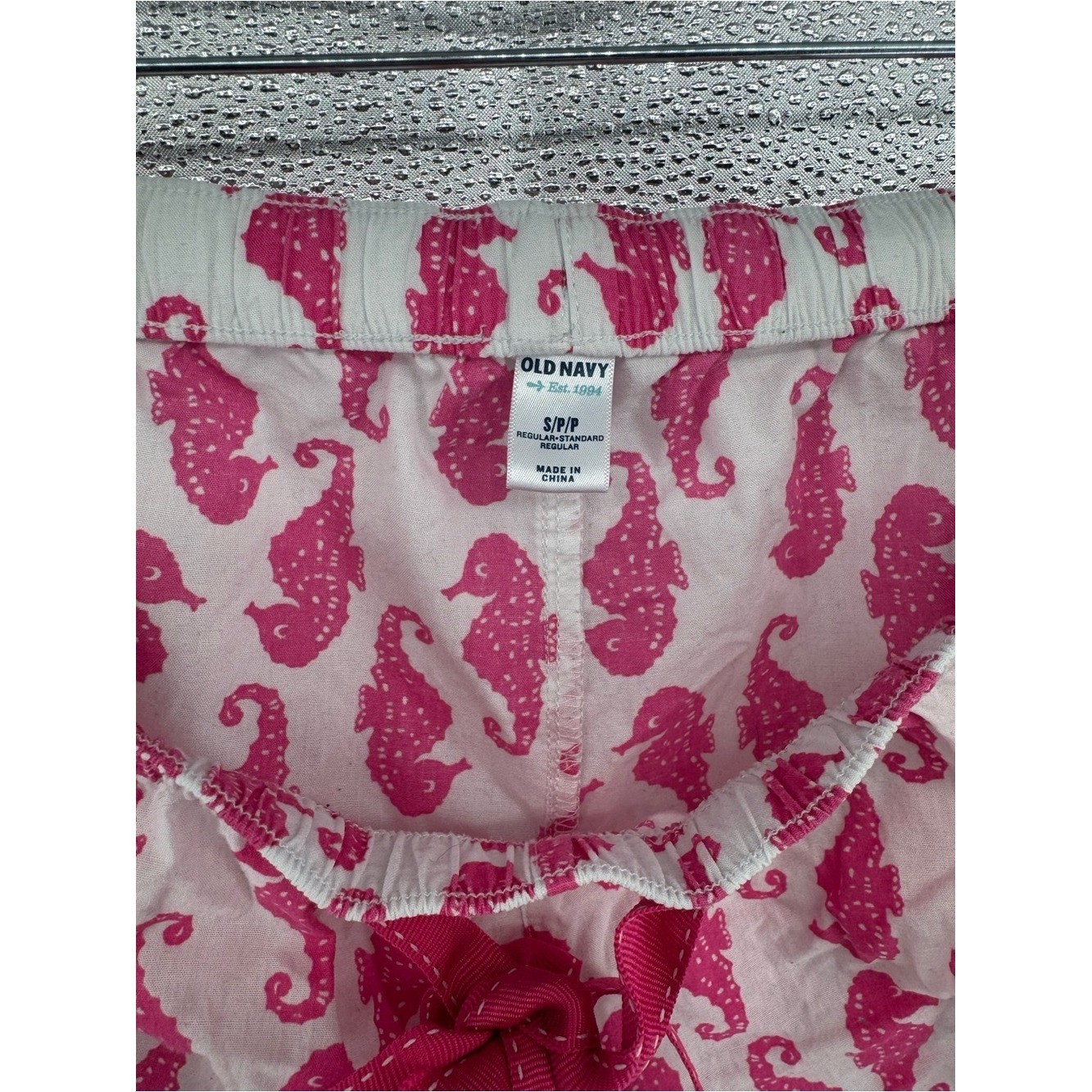 Old Navy Pink Seahorse-Print Lounge Pants with Bow