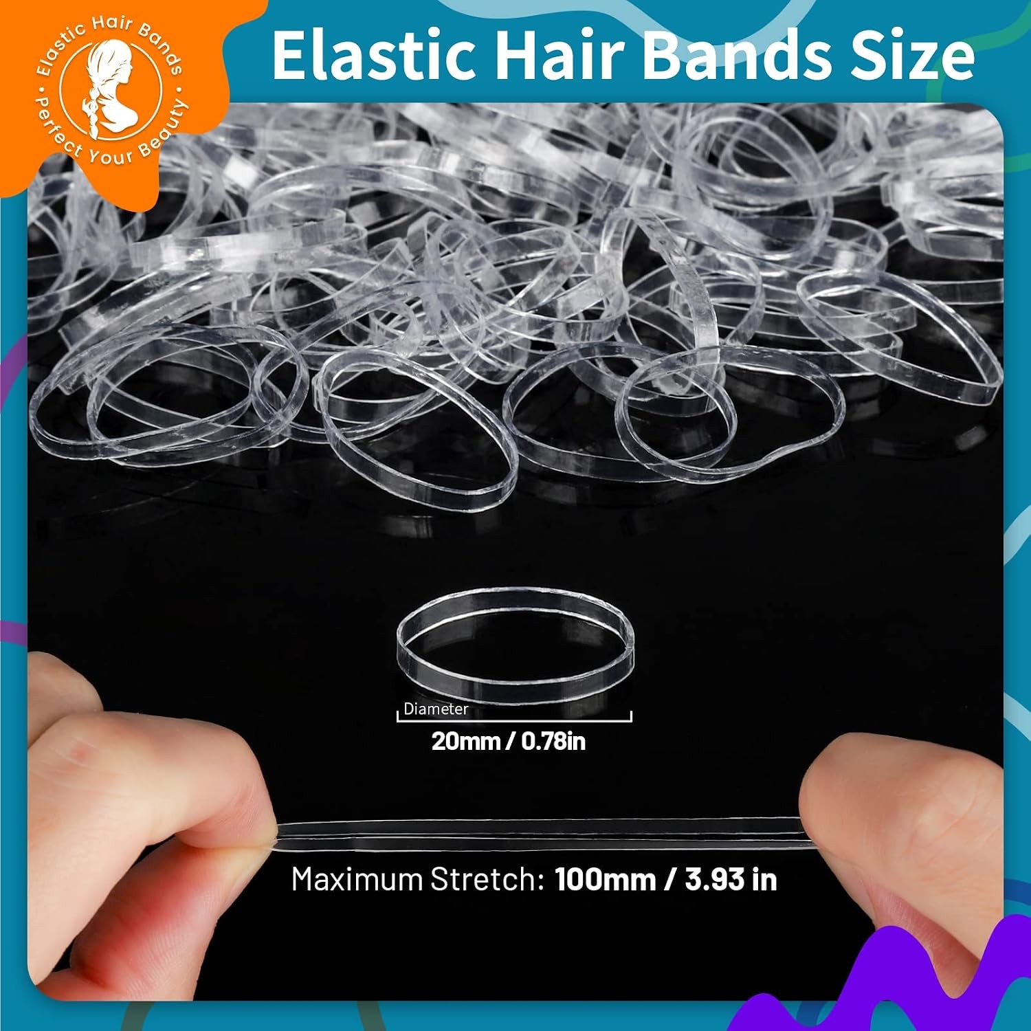 Clear Elastic Ties Hair Elastics, Clear Elastics Rubber Bands for Hair Rubber