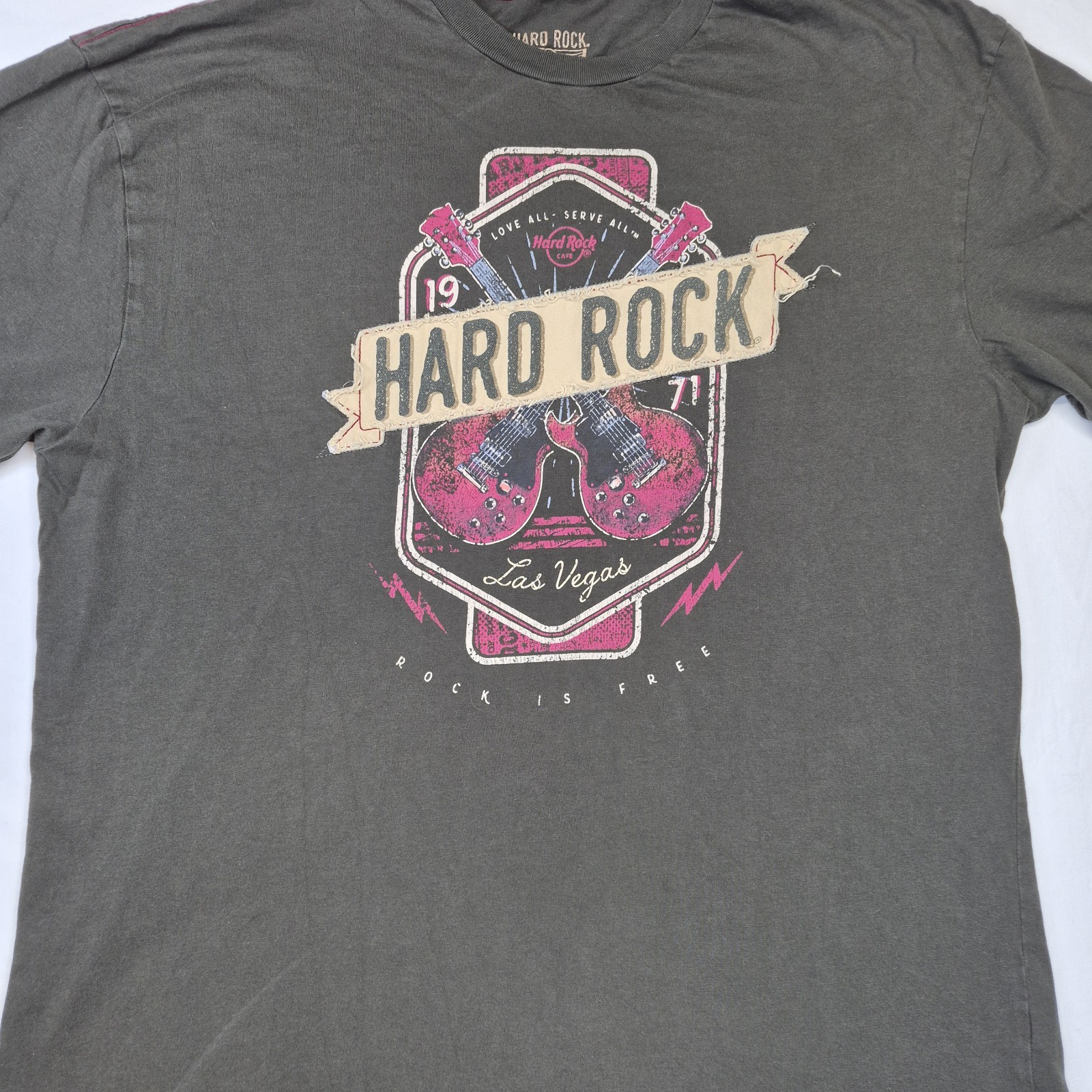 Hardrock Las Vegas 1971 Logo Stitching T Shirt Mens XL Short Sleeve Dk Brown EUC