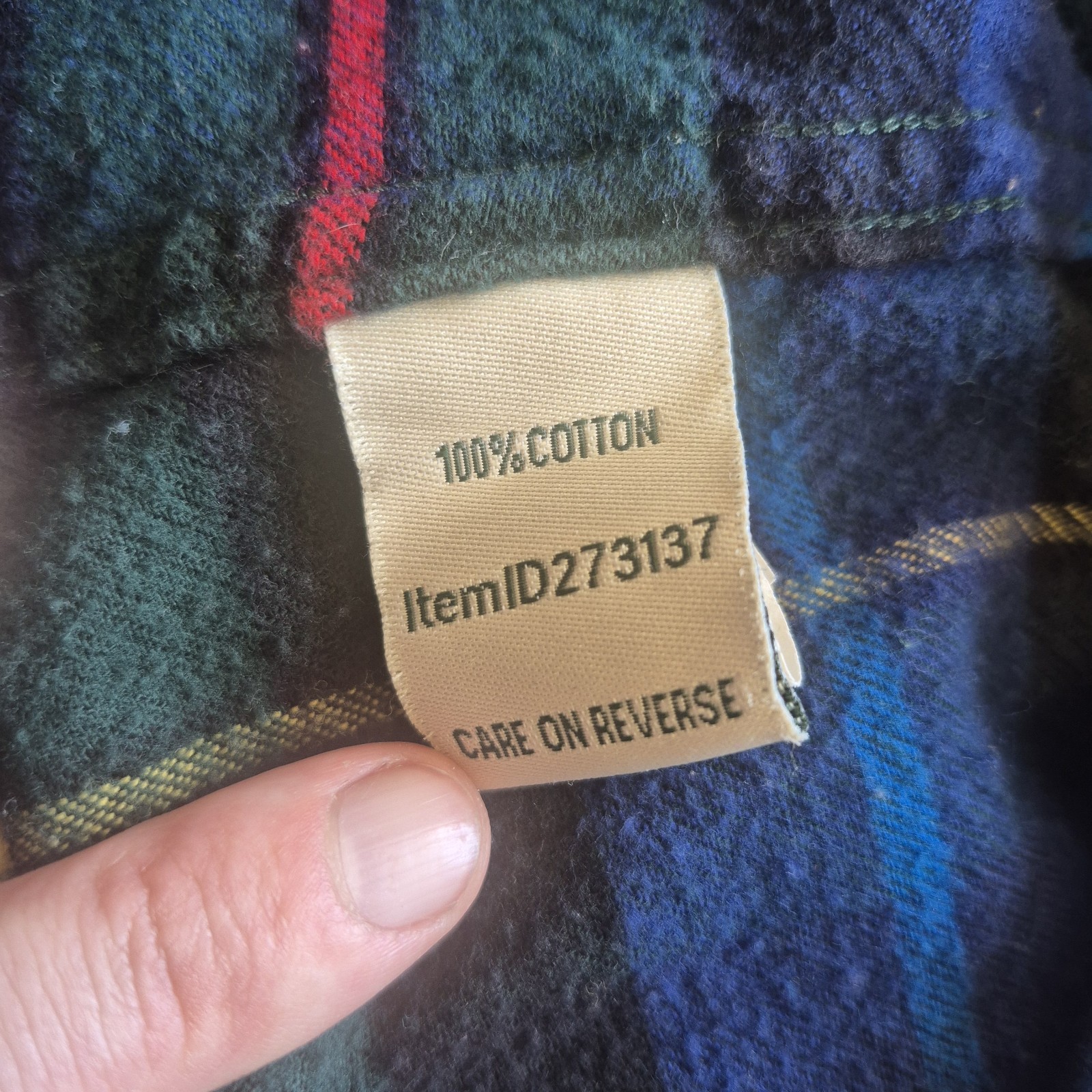 LL Bean Scotch Plaid Flannel Shirt Size L