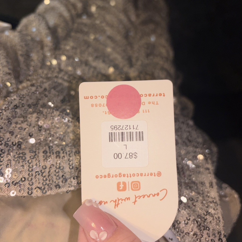 Terra Cotta Gorge Silver Sequin Off Shoulder Spaghetti Strap Mini Dress L