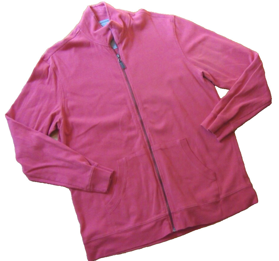 Club Room L Mens Coral Full Zip Collar L/S 2 Front Pockets SweatShirt Great PreO