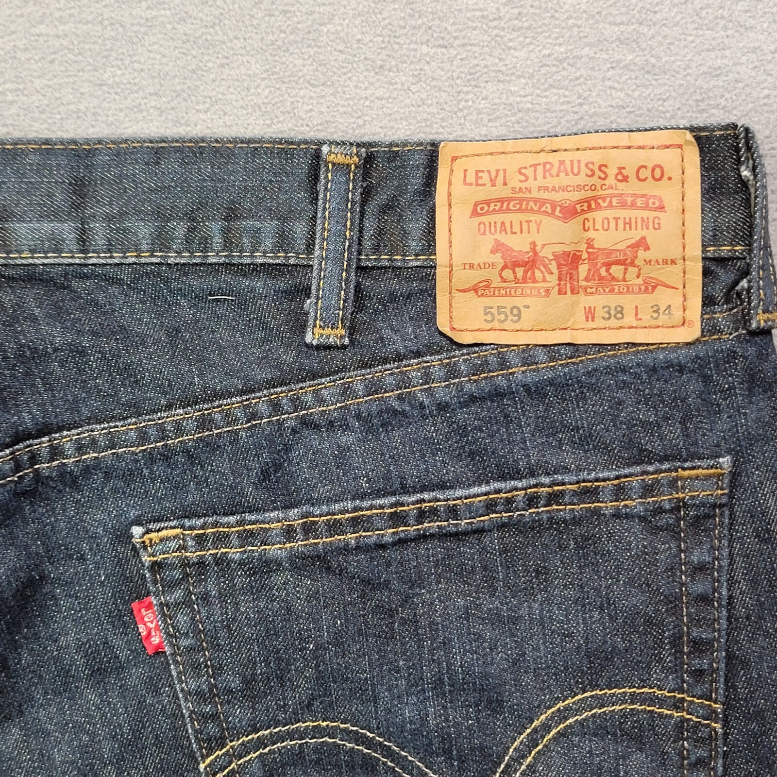 Levis 559 Jeans Mens 38×34 Blue Relaxed Straight Leg Denim Vintage Casual