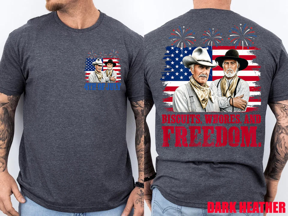 Western Cowboy Biscuits Freedom Fourth of July 2 Side T-Shirt