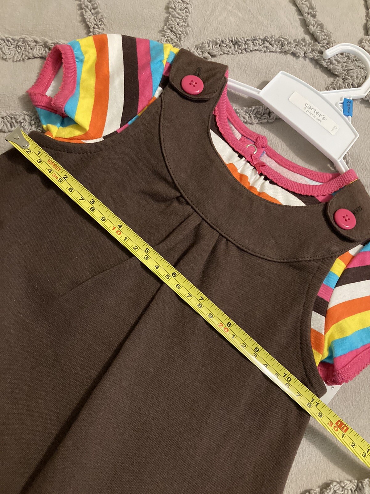 NWT Carter’s 24M girls Infant Brown Jumper Set birds applique Rainbow Bodysuit