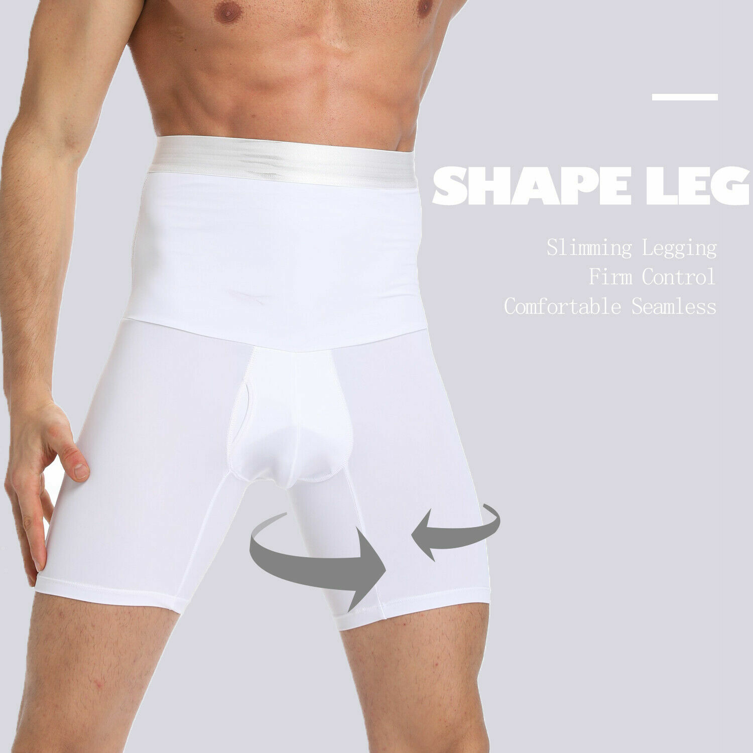 Men’s Compression Leggings Pants High Waist Shorts Shaping Thigh Butt Underpants