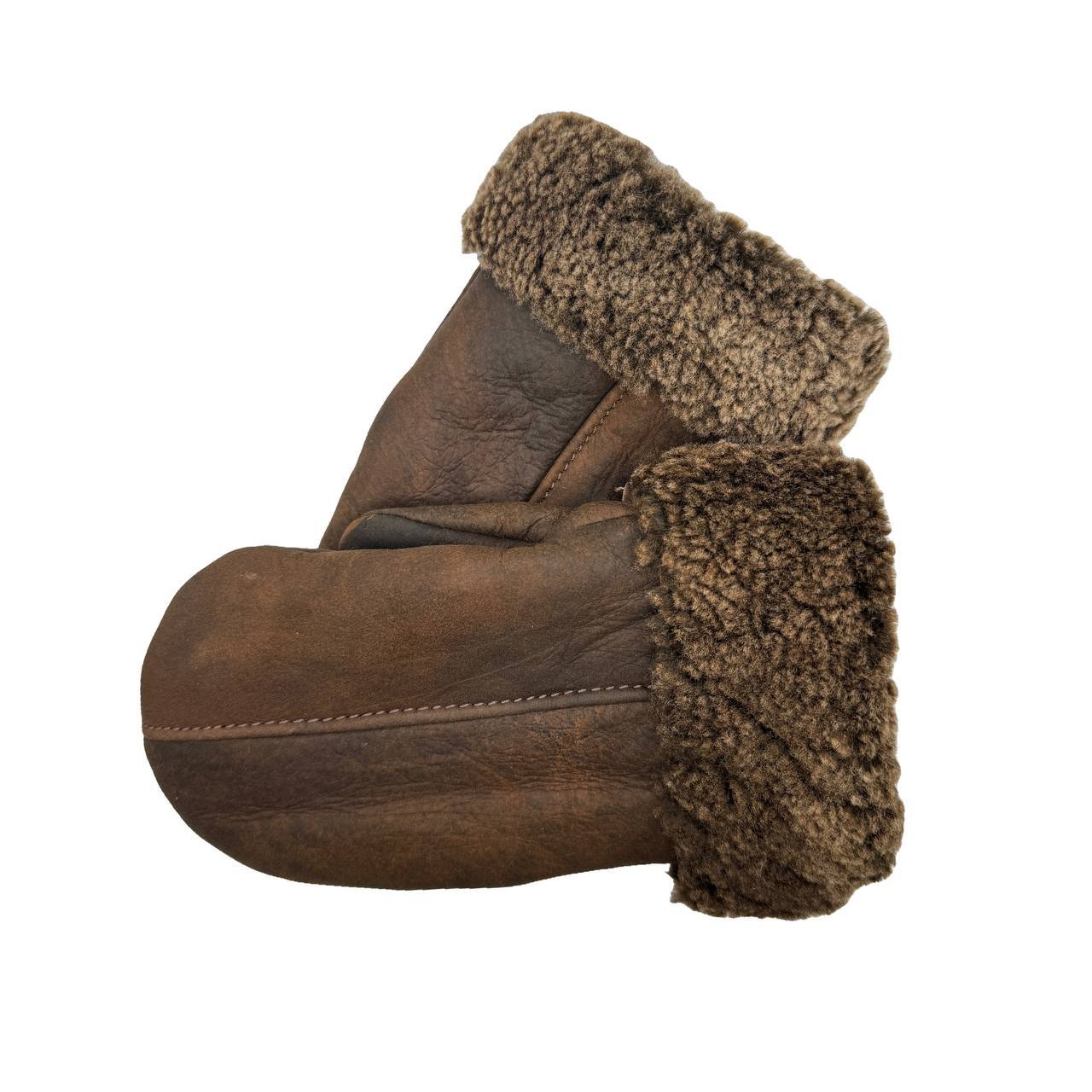 Vintage Men’s Women’s Genuine Shearling Sheepskin Leather Mittens Fur Gloves