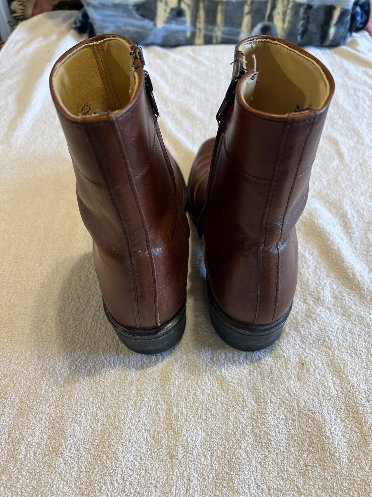 Vintage 90s Iron Age Steel Toe Side Zip Work Boots USA Brown Leather Wide 7.5 E
