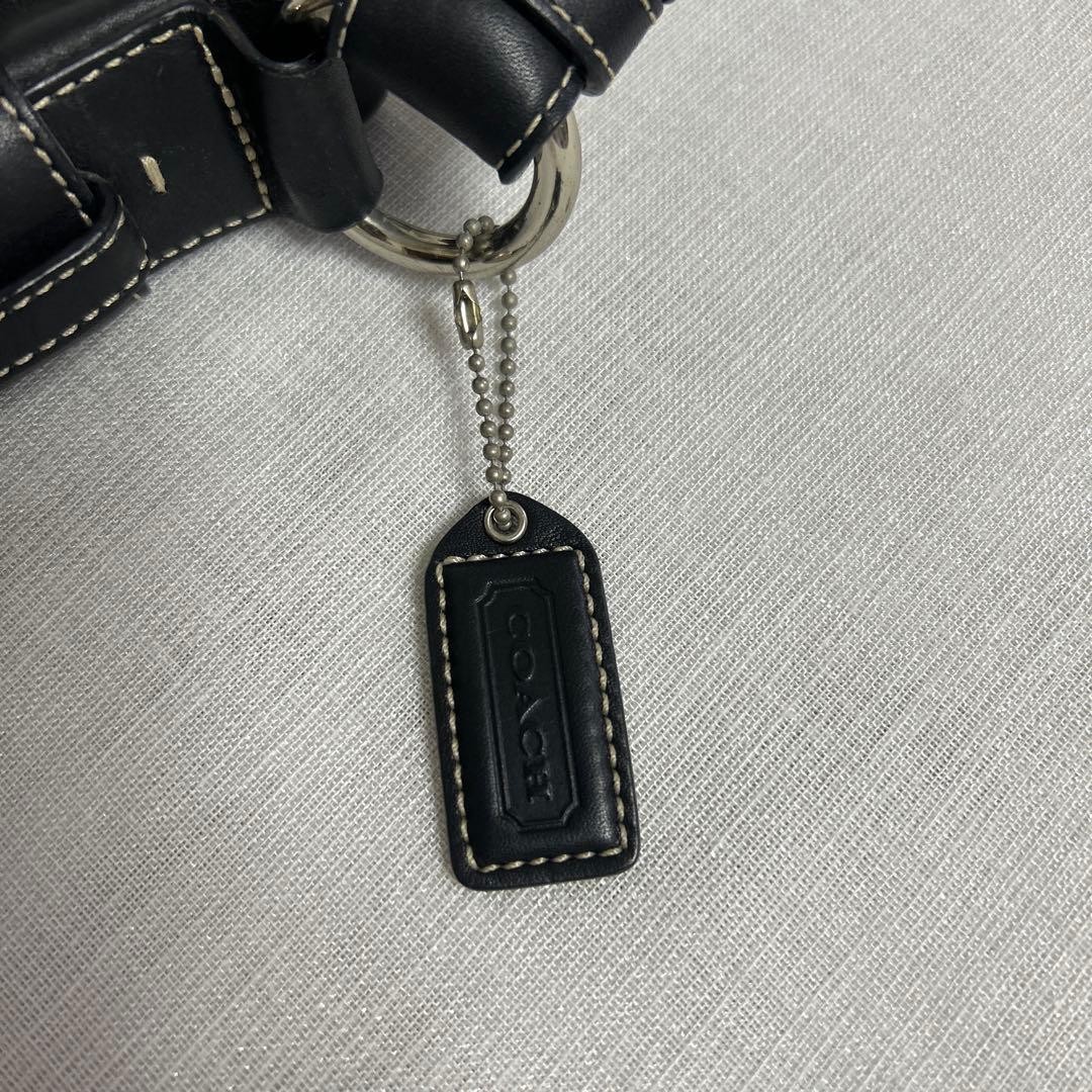 Coach Black Leather Shoulder Bag 10.6 inch Damaged Metal Zippers