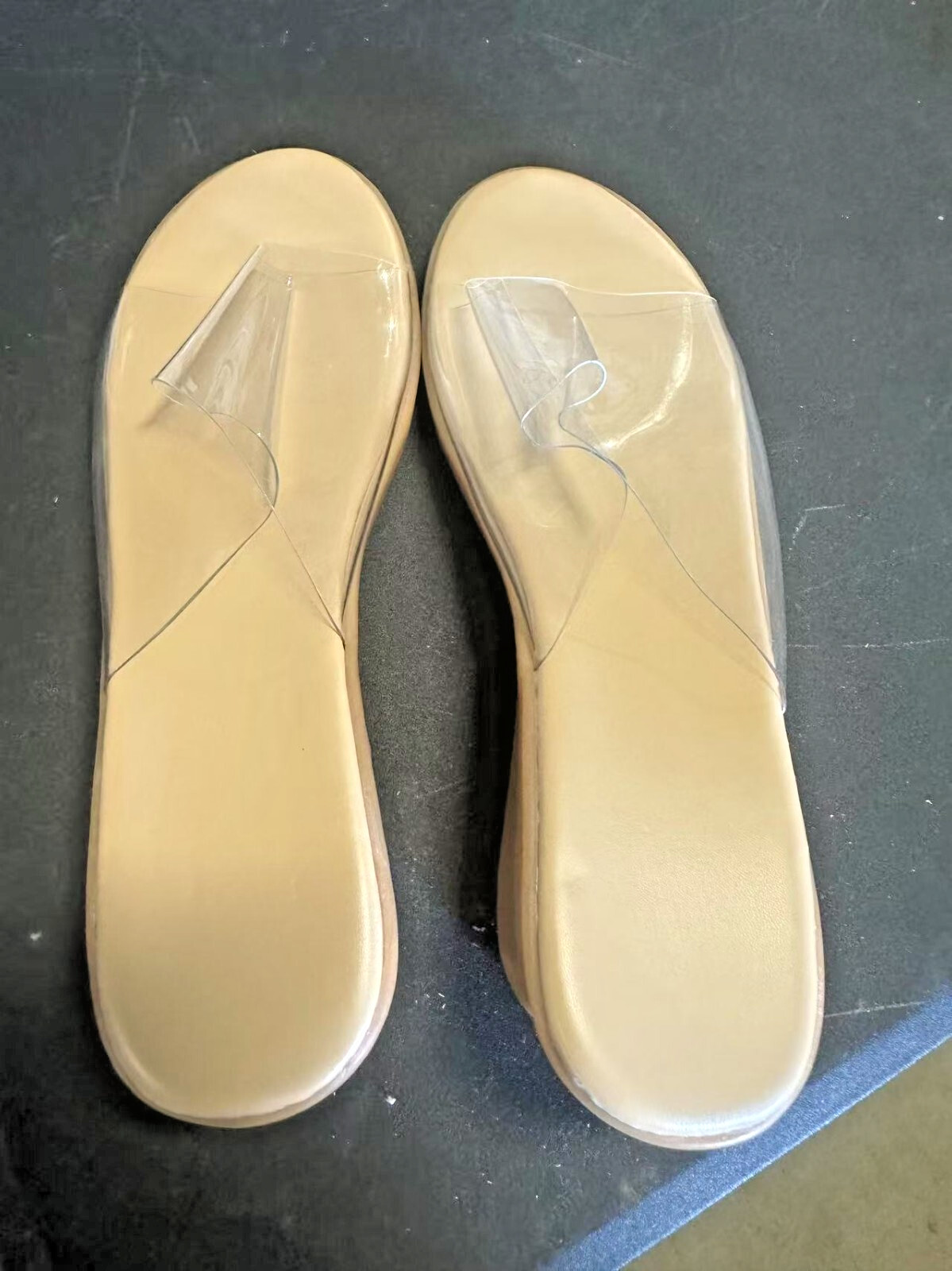 Women Open Toe Heels Sandals Low Block Clear Top Yellow Very Comfortable