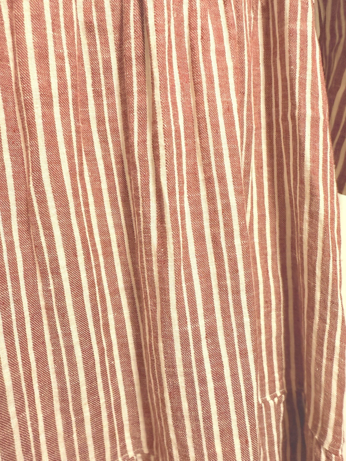 ROSSO35 Red Cotton Collared Midi Shirt Dress 3/4 Sleeve Button Pockets large