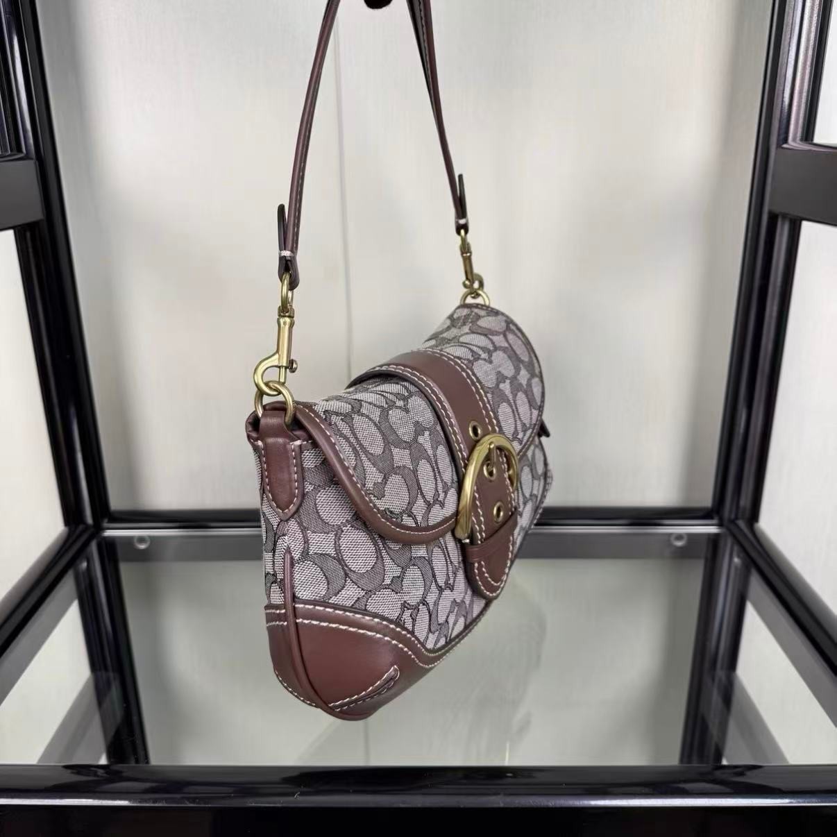 Coach CJ814 Soho Bag Signature Jacquard Maple Brown Shoulder Handbag NWT