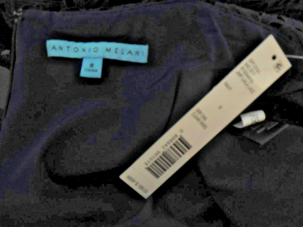 ANTONIO MELANI Jumper wide leg 8 Blue eyelet Lace tiered neck line NWT