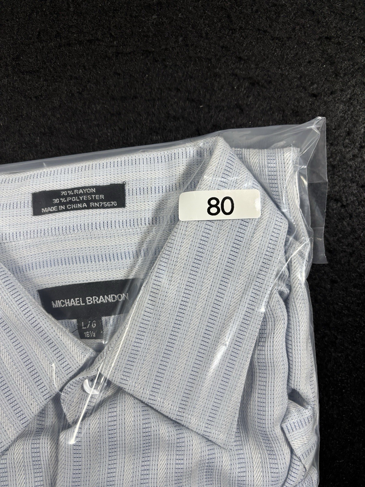 Michael Brandon Rayon Blend Camp Shirt Men’s L Blue Stripe Button Up 16.5