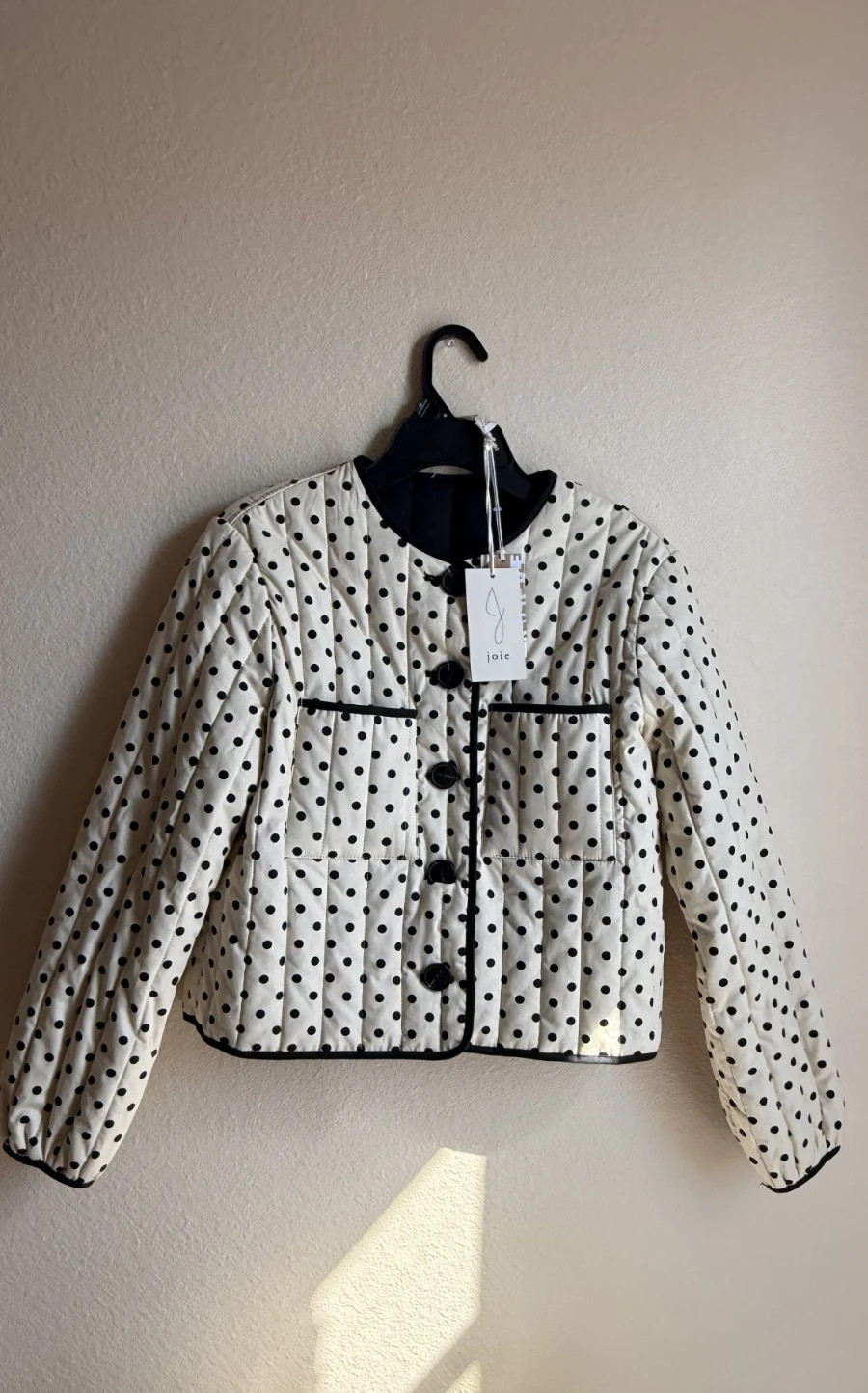 Joie Reversible Quilted Jacket Cream Polka Dot Black Cotton Size S NWT