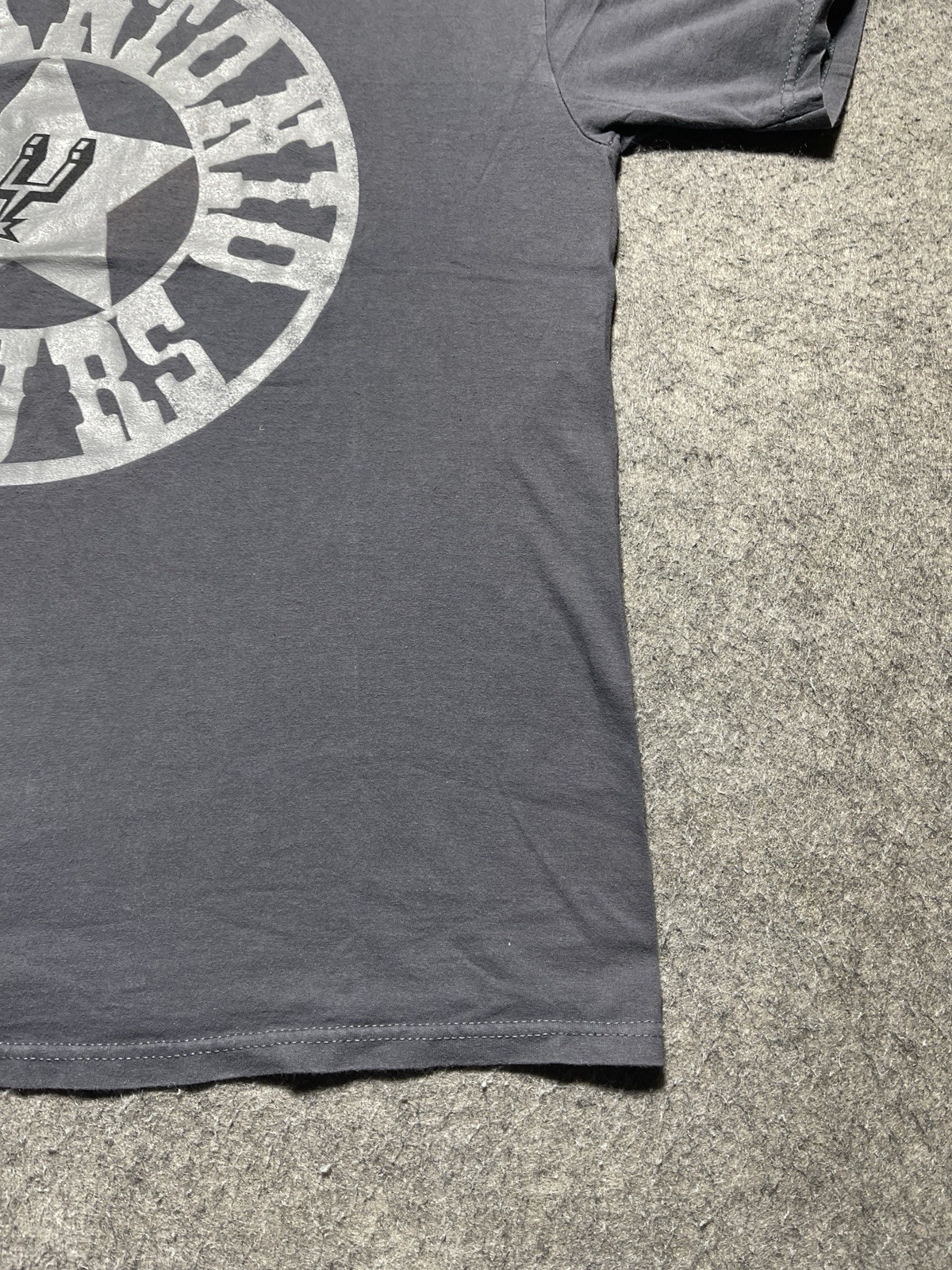 Gray San Antonio Go Spurs Go Logo NBA Basketball Champions Large Shirt