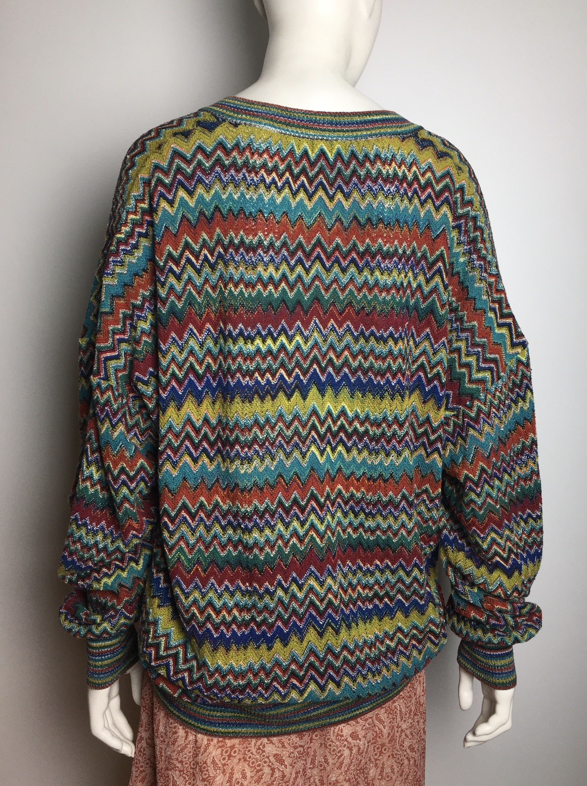 MISSONI Vintage Zig Zag Knit V-neck Sweater Size 52 IT Men XL OS