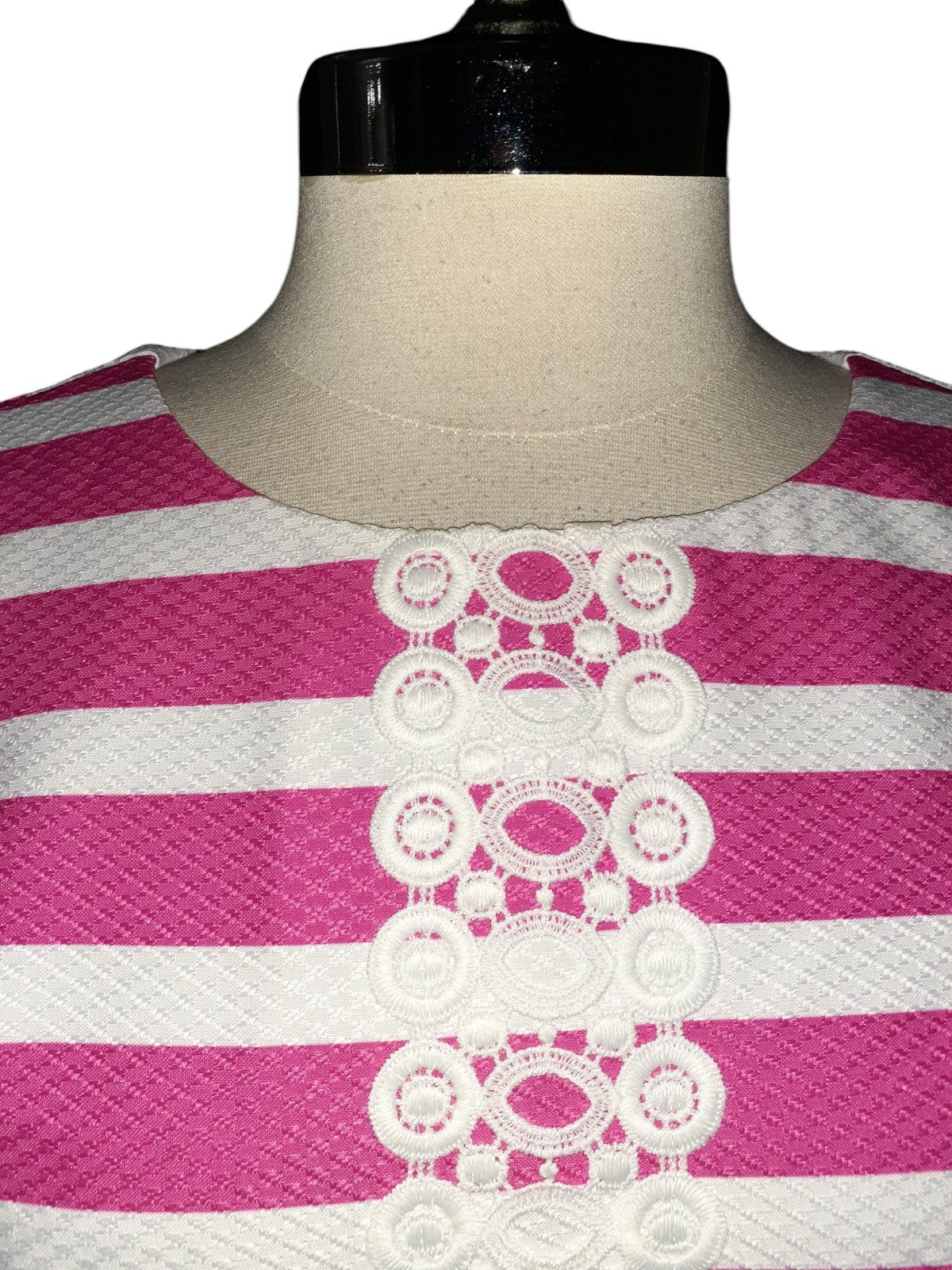 JESSICA HOWARD Plus Size 14W Shift Dress Pink White Stripes Lace Sleeveless