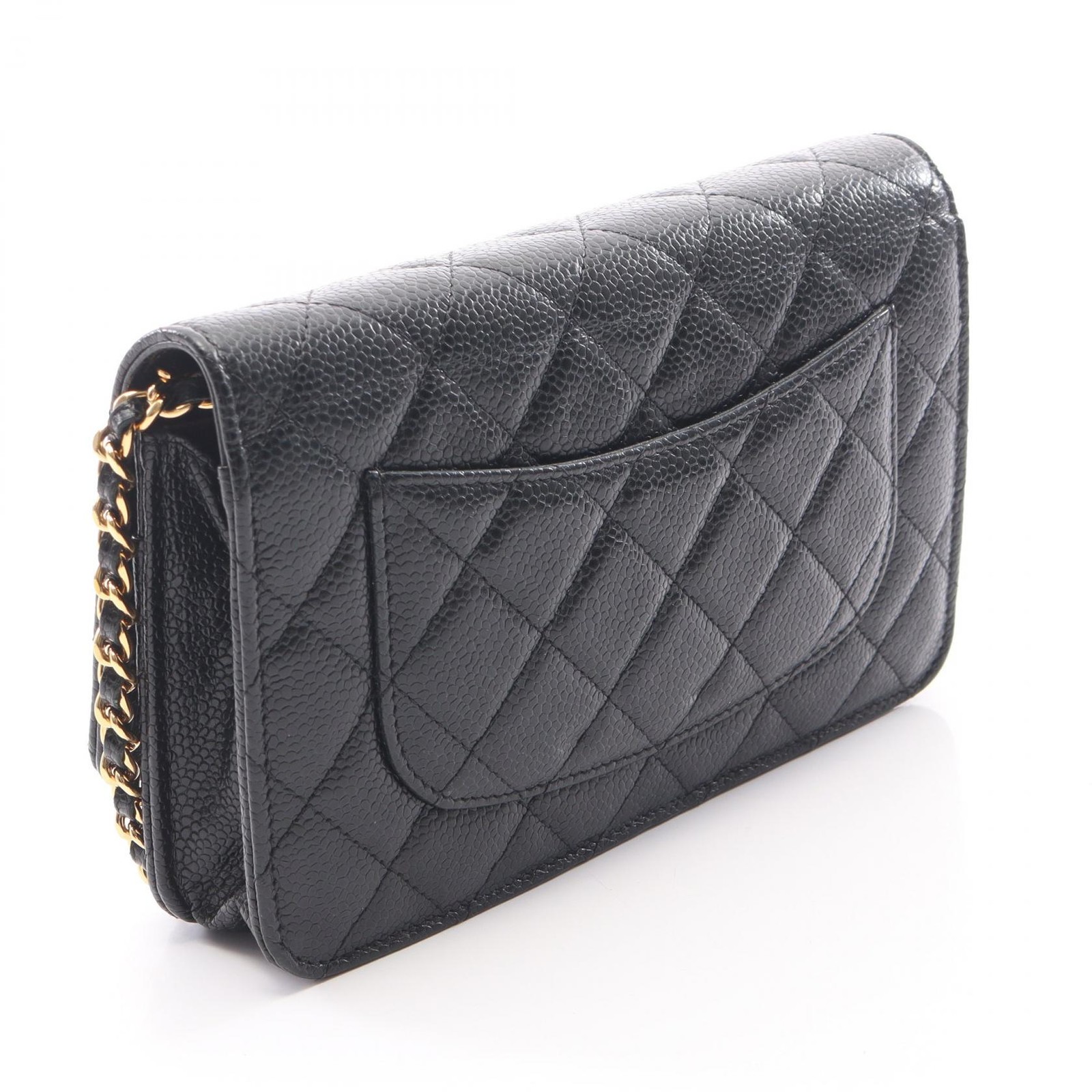 CHANEL Matelasse Crossbody Chain Shoulder Bag Calfskin Black GHW Used Women