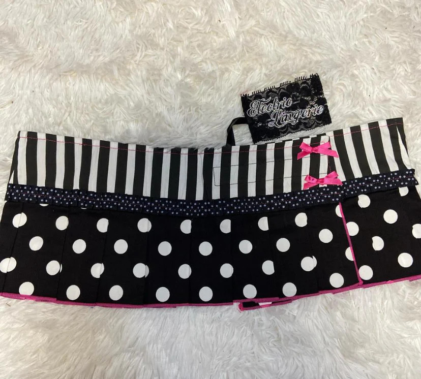 Polka Dot Micro Mini Skirt- Pink/Black