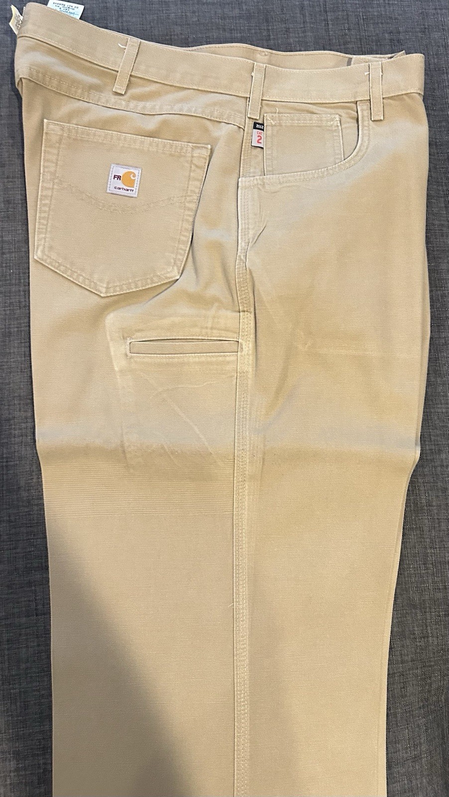 Carhartt Men’s fr Canvas Work Pants Beige Cotton Duck 38×32 B151-DKH