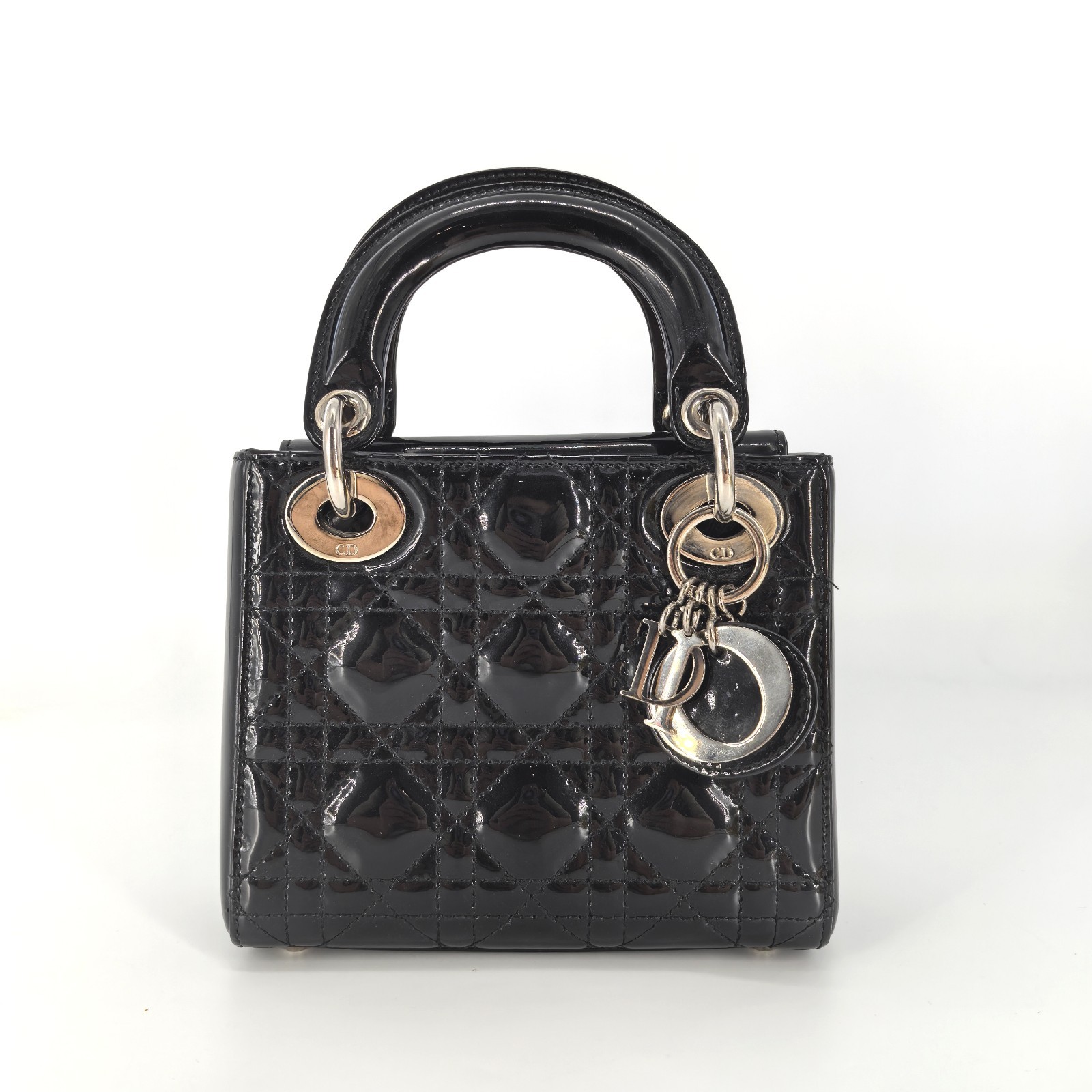 Black Cannage Quilted Patent Leather Mini Lady Dior Bag BF00252