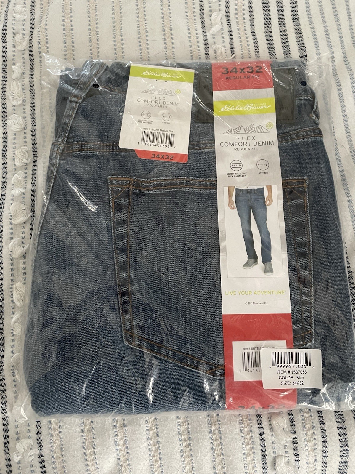 Eddie Bauer Jeans Mens 34×32 Flex Comfort Denim NEW Regular Fit