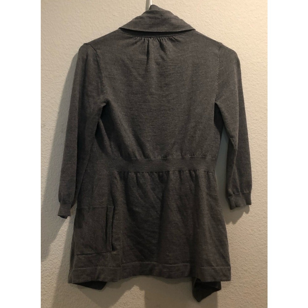 Theory Gray Maritza B New Steady Wool Blend Drape Open Front Cardigan Size 00-0