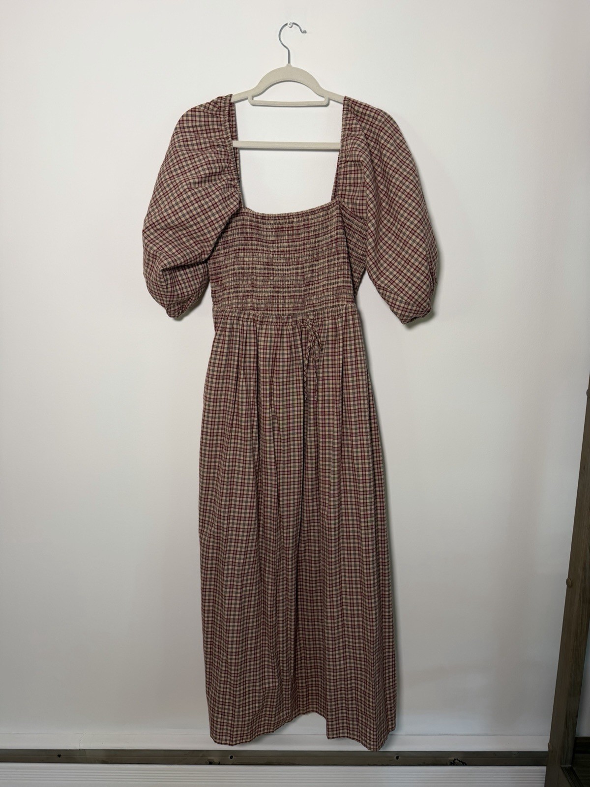 NWOT Christy Dawn The Katrina Dress Ruby Red Plaid Large Cottage Prairie