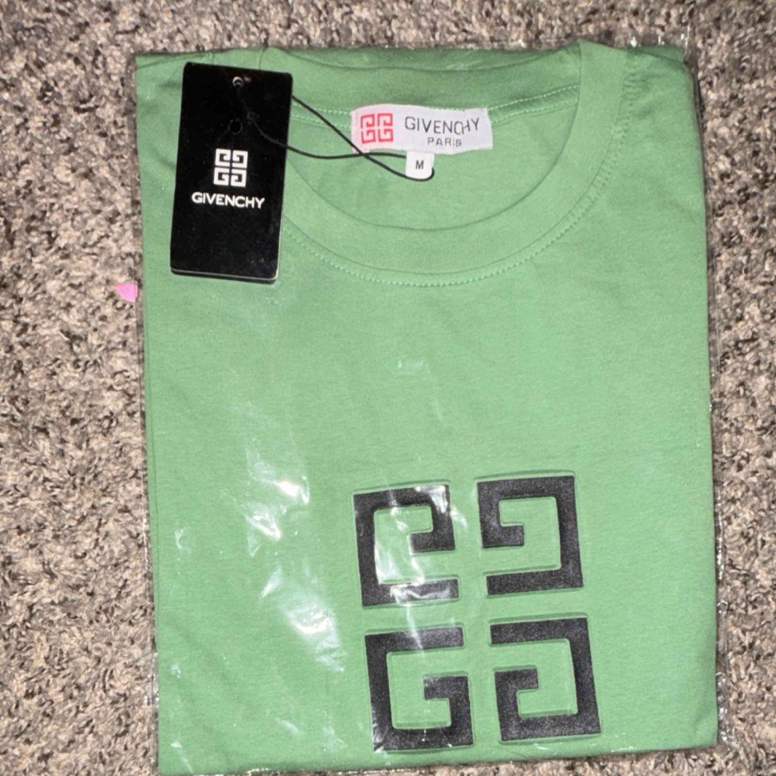 Givenchy Men’s Green Logo Crew Neck Short Sleeve Cotton Jersey T-Shirt M