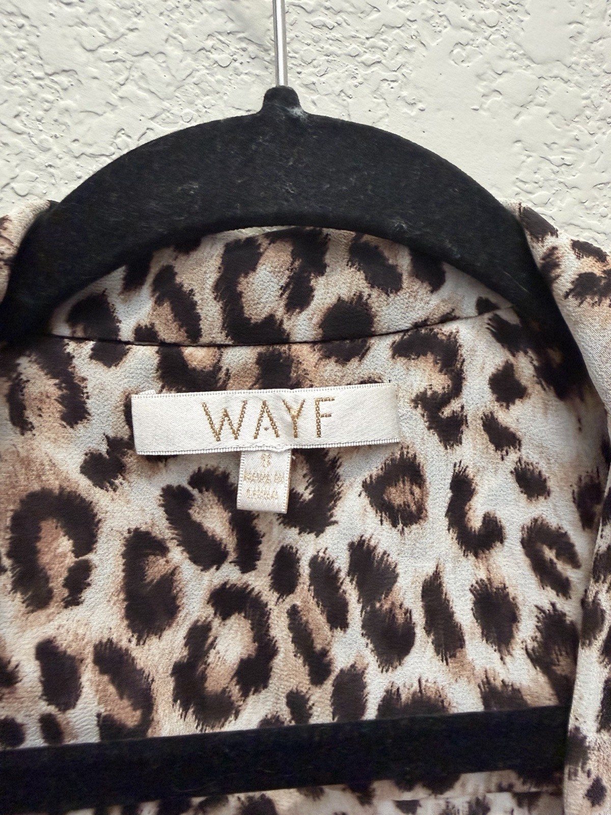 WAYF Animal Print Collared Long Sleeve Blouse Top