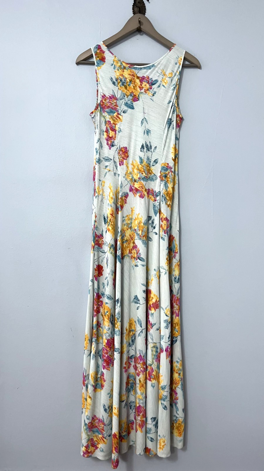 Sundance Maxi Dress Medium Light Blue Floral Rayon Sleeveless Boho Cottagecore
