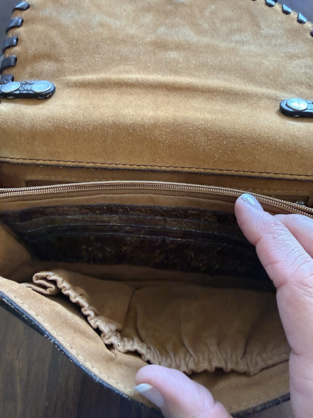 Patricia Nash Tooled Leather Turquoise Crossbody Organizer Bag Western Purse