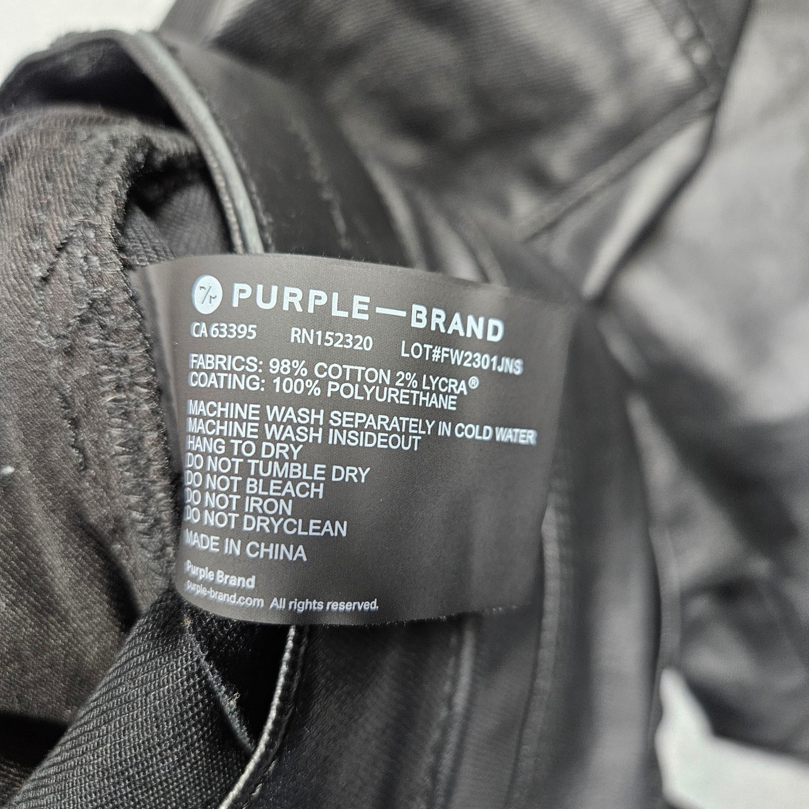 Purple Brand P004 Black Coated Flare Cargo Pants Mens 36 PFBL423 Slim Fit